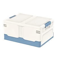 Ящик пластиковый складной белый, дно синее, 480х360х240 мм в Новочебоксарске Ящик пластиковый складной белый, дно синее, 480х360х240 мм в Новочебоксарске