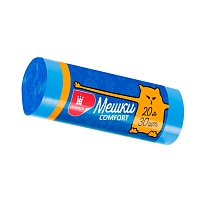 Мешки для мусора 20 л, синие, в рулоне 30 шт., ПНД, 8 мкм, 500х400 мм, Comfort, М0017 (МН 20-30с) в Новочебоксарске