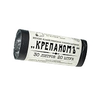 Мешки для мусора 30 л, черные, в рулоне 20 шт., ПНД, 7 мкм, 560х440 мм, Крепаномъ, 4607075710580 в Новочебоксарске