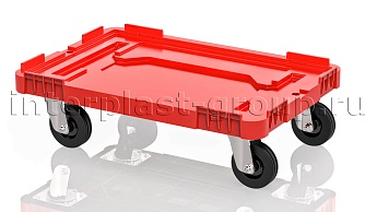 Тележка пластиковая сплошная без тормозов красная в Новочебоксарске Тележка пластиковая сплошная без тормозов красная в Новочебоксарске