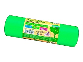 Мешки для мусора 240 л, ароматизированные, биоразлагаемые, зеленые, в рулоне 10 шт., ПВД 40 мкм, 1500х1100 мм, PURE ECOLOGY, bio24010120 в Новочебоксарске