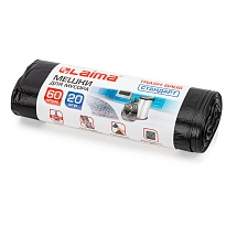 Мешки для мусора 60 л, черные, в рулоне 20 шт., ПНД, 10 мкм, 700х600 мм, LAIMA, 601381 в Новочебоксарске