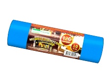 Мешки для мусора 120 л, с завязками, синие, в рулоне 10 шт., ПНД, 15 мкм, 800х750 мм, VIP, Z12010blue