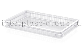 Ящик для полуфабрикатов перфорированные стенки сплошное дно белый в Новочебоксарске