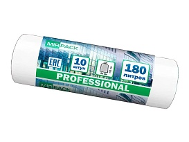Мешки для мусора 180 л, прозрачные, в рулоне 10 шт., ПВД, 30 мкм, 1100х930 мм, PROFESSIONAL, 180104408 в Новочебоксарске