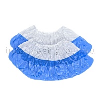 Бахилы бело-синие 1000 шт (500 пар), 48 мкм, двойная подошва, с одной резинкой, Эконом+ в Новочебоксарске