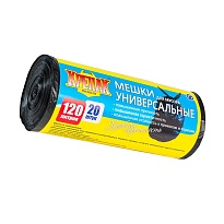 Мешки для мусора 120 л, черные, в рулоне 20 шт., ПНД, 15 мкм, 1100х700 мм, Крепак, 4607075710207 в Новочебоксарске