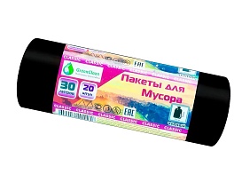 Мешки для мусора 30 л, черные, в рулоне 20 шт., ПНД, 7 мкм, 600х500 мм, MIRPACK Classik, 302040 в Новочебоксарске