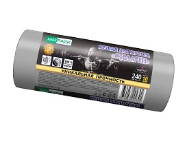 Мешки для мусора 240 л, ароматизированные, серые, в рулоне 10 шт., ПВД 40 мкм, 1500х1100 мм, СИЛАЧИ, sil240111101 в Новочебоксарске