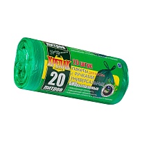 Мешки для мусора 20 л, биоразлагаемые, с ручками, черные, в рулоне 30 шт., ПНД, 10 мкм, 550х440 мм, Крепак, 4607075710047 в Новочебоксарске