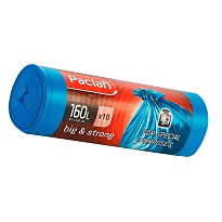 Мешки для мусора 160 л, синие, в рулоне 10 шт., ПВД, 21 мкм, 1200х870 мм, PACLAN Big&Strong, 604075 в Новочебоксарске