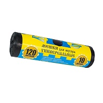 Мешки для мусора 120 л, с ушками, черные, в рулоне 10 шт., ПНД, 13 мкм, 1050х680 мм, Крепакоф, 4607075710252 в Новочебоксарске Мешки для мусора 120 л, с ушками, черные, в рулоне 10 шт., ПНД, 13 мкм, 1050х680 мм, Крепакоф, 4607075710252 в Новочебоксарске