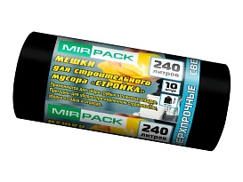 Мешки для мусора 240 л, ароматизированные, черные, в рулоне 10 шт., ПВД 70 мкм, 1300х930 мм, СТРОЙКА, S24010130 в Новочебоксарске