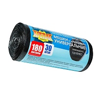 Мешки для мусора 180 л, с ушками, черные, в рулоне 30 шт., ПНД, 20 мкм, 1150х800 мм, Крепак, 4607075710399 в Новочебоксарске Мешки для мусора 180 л, с ушками, черные, в рулоне 30 шт., ПНД, 20 мкм, 1150х800 мм, Крепак, 4607075710399 в Новочебоксарске