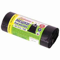 Мешки для мусора 30 л, черные, в рулоне 30 шт., ПНД, 7 мкм, 550х480 мм, Любаша, 608089 в Новочебоксарске
