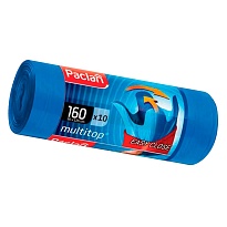 Мешки для мусора 160 л, с ушками, синие, в рулоне 10 шт., ПВД, 30 мкм, 1250х900 мм, PACLAN Multitop, 604064 в Новочебоксарске