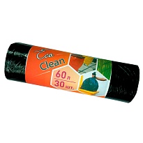 Мешки для мусора 60 л, черные, в рулоне 30 шт., ПНД, 6 мкм, 640х580 мм, Концепция Быта EcoClean, 603890 в Новочебоксарске