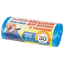 Мешки для мусора 35 л, с ушками, синие, в рулоне 30 шт., ПНД, 11 мкм, 650х500 мм, LAIMA ULTRA, 607684 в Новочебоксарске