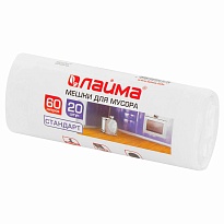 Мешки для мусора 60 л, белые, в рулоне 20 шт., ПНД, 7 мкм, 680х580 мм, LAIMA, 605539 в Новочебоксарске