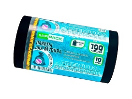 Мешки для мусора 100 л, черные, в рулоне 10 шт., ПВД, 70 мкм, 1000х600 мм, PREMIUM+, 1001076 в Новочебоксарске