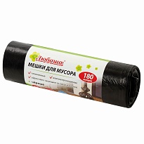 Мешки для мусора 180 л, черные, в рулоне 10 шт., ПВД, 24 мкм, 1060х800 мм, Любаша, 605336 в Новочебоксарске Мешки для мусора 180 л, черные, в рулоне 10 шт., ПВД, 24 мкм, 1060х800 мм, Любаша, 605336 в Новочебоксарске